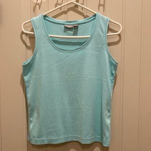 Chico’s Womens Size Chico’s 1 (M)Tank Top Blue 100% Cotton Sleeveless Scoop Neck